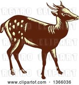 Vector Clip Art of Retro Woodcut Brown and Yellow Visayan or Philippine Spotted Deer by Patrimonio