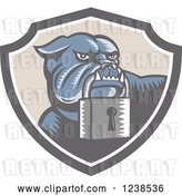 Vector Clip Art of Retro Woodcut Bulldog with a Padlock in a Security Shield by Patrimonio