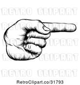 Vector Clip Art of Retro Woodcut Hand Pointing a Finger by AtStockIllustration