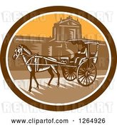 Vector Clip Art of Retro Woodcut Horse Drawn Carriage at the Walled City in Intramuros, Manila, Philippines by Patrimonio