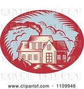 Vector Clip Art of Retro Woodcut House with Smoke Rising from the Chimney by Patrimonio