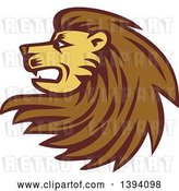 Vector Clip Art of Retro Woodcut Male Lion Head with a Long Mane by Patrimonio