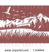 Vector Clip Art of Retro Woodcut Mountains with Geese by Patrimonio
