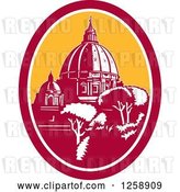 Vector Clip Art of Retro Woodcut of the Dome of St Peter's Basilica Vatican Church in Rome, Italy by Patrimonio
