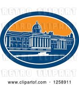 Vector Clip Art of Retro Woodcut of the National Gallery Building in Trafalgar Square, London, England by Patrimonio