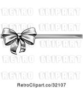 Vector Clip Art of Retro Woodcut or Engraved Gift Bow and Ribbon by AtStockIllustration