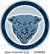 Vector Clip Art of Retro Woodcut Panther Face in a Circle by Patrimonio