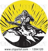 Vector Clip Art of Retro Woodcut Samoan God Tagaloa Sending His Plover Bird Daughter down to the Earth to Populate by Patrimonio