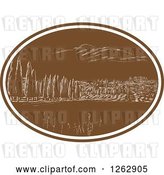 Vector Clip Art of Retro Woodcut Scene of a Tuscan Landscape in Tuscany, Italy by Patrimonio