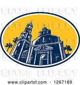 Vector Clip Art of Retro Woodcut Scene of the Cathedral Basilica of St Augustine, Florida, USA by Patrimonio