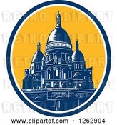 Vector Clip Art of Retro Woodcut Scene of the Dome of the Basilica of the Sacred Heart of Paris by Patrimonio
