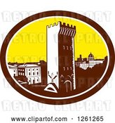 Vector Clip Art of Retro Woodcut Scene of the Tower of San Niccolo in Florence , Firenze, Italy by Patrimonio