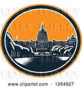 Vector Clip Art of Retro Woodcut Scene of the United States Capitol Bulding by Patrimonio