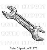 Vector Clip Art of Retro Woodcut Spanner Wrench by AtStockIllustration