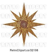 Vector Clip Art of Retro Woodcut Styled Golden Christmas Star by AtStockIllustration