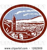 Vector Clip Art of Retro Woodcut View of the Church Belfry Tower in Tuscany, Italy by Patrimonio