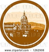 Vector Clip Art of Retro Woodcut View of the Gold Chapel Dome of Les Invalides in Paris, France by Patrimonio
