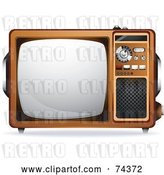Vector Clip Art of Retro Wooden Box Television with Knobs on the Front Panel by BNP Design Studio