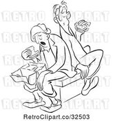 Vector Clip Art of Retro Worker Men Eating Sandwiches for Lunch by Picsburg
