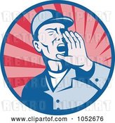 Vector Clip Art of Retro Worker Shouting Logo by Patrimonio