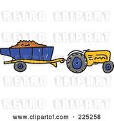 Vector Clip Art of Retro Working Yellow Sketched Tractor by Prawny