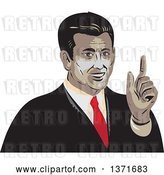 Vector Clip Art of Retro WPA Styled Businessman Holding up a Finger by Patrimonio