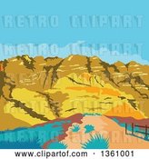 Vector Clip Art of Retro Wpa Styled Landscape of Red Rock Canyon, Mojave Desert, Nevada by Patrimonio