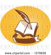 Vector Clip Art of Retro Writing Quill and Book Logo by Patrimonio