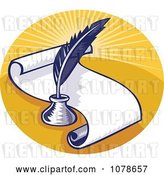 Vector Clip Art of Retro Writing Quill and Scroll Logo by Patrimonio