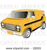 Vector Clip Art of Retro Yellow 1979 Chevy Van with Tinted Windows and Black Striping on the Side by Andy Nortnik