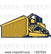 Vector Clip Art of Retro Yellow and Blue Bulldozer Construction Machine by Patrimonio