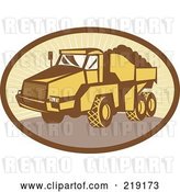 Vector Clip Art of Retro Yellow and Brown Dump Truck Logo by Patrimonio