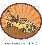 Vector Clip Art of Retro Yellow and Orange Tow Truck Logo by Patrimonio