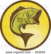 Vector Clip Art of Retro Yellow Largemouth Bass Logo by Patrimonio