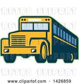 Vector Clip Art of Retro Yellow School Bus Outlined in Green by Patrimonio