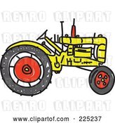 Vector Clip Art of Retro Yellow Sketched Tractor by Prawny