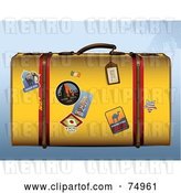 Vector Clip Art of Retro Yellow Suitcase with Travel Stickers by Anja Kaiser