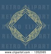 Vector Clip Art of Retro Yellow Swirl Diamond Frame over Blue by KJ Pargeter
