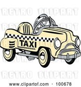Vector Clip Art of Retro Yellow Toy Pedal Taxi Car by Andy Nortnik