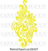 Vector Clip Art of Retro Yellow Victorian Floral Damask Design Element 1 by BestVector