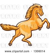 Vector Clip Art of Retro Young Colt Horse Rearing or Running by Patrimonio