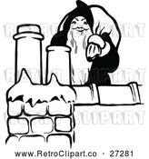 Vector Clip Art of Santa Claus on Roof Top with Presents by Prawny Vintage