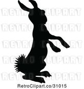 Vector Clip Art of Silhouetted Alert Bunny by Prawny Vintage