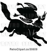 Vector Clip Art of Silhouetted Fox Lattacking a Goose by Prawny Vintage