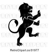 Vector Clip Art of Silhouetted Rampant Lion by AtStockIllustration