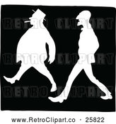 Vector Clip Art of Silhouetted Retro Men Walking Together by Prawny Vintage