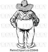 Vector Clip Art of Sketched Rear View of a Chubby Famer by Prawny Vintage