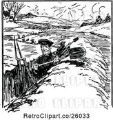 Vector Clip Art of Soldier Digging a War Trench by Prawny Vintage