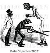 Vector Clip Art of Taylor Cutting a Mans Legs by Prawny Vintage