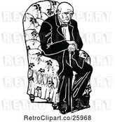 Vector Clip Art of Tired Old Guy Sitting in a Chair by Prawny Vintage